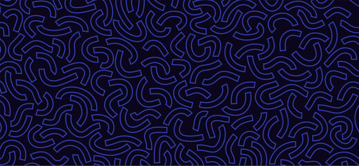 Sticker - Monochrome doodle pattern. Funny monochrome pattern. Curved blue lines