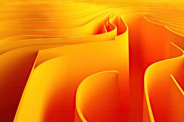 Poster - rendering 3d paper made maze background yellow colorful bright effect folded abstract curve cyber macro arc repeat reflect future original fashion line festive trend creativity unique