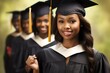 graduation graduate college female african pretty education university student group man woman certificate diploma diversity black ceremony degree bachelor master higher holding young campus