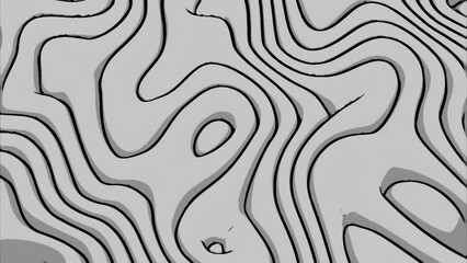 Poster - Abstract monochrome curves background. Design. Flowing and transforming shapes.