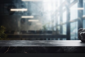 Wall Mural - products your montage splay used can background space interior office bokeh blurred top table stone black marble desk design blur empty decoration modern colours cafes room place board