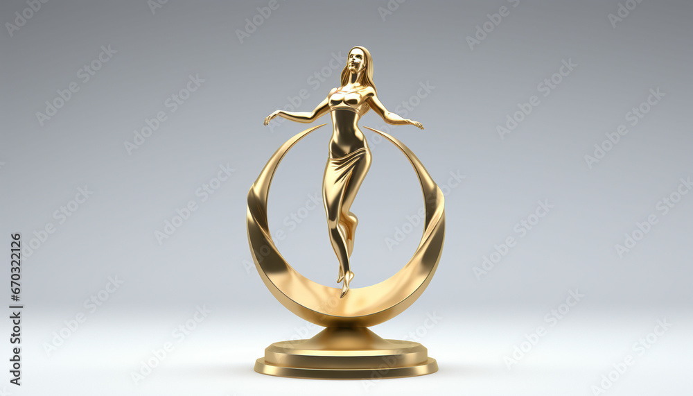 A 3D trophy or award with a female figure Stock Illustration | Adobe Stock