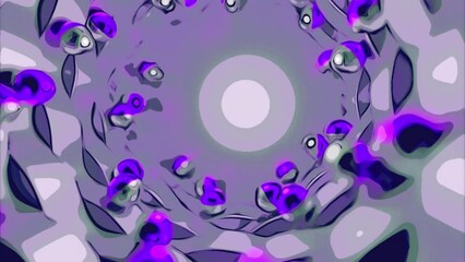 Poster - Colorful magical hypnotic corridor rolling pearls. Design. 3D bending ribbons and spheres.