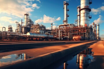 The Oil Refining and Petrochemical Industries plant in twilight time