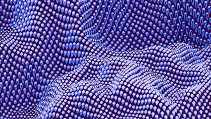 Poster - Canvas waves of small spheres. Design. 3d metallic glowing beads moving up and down.
