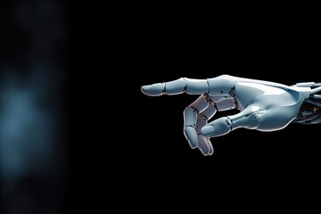 Poster - rendering 3d finger human touch finger cyborg white  robot artificial intelligence artificial intelligence finger hand human technology cyborg background robotic machine white isolated