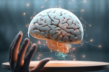 Poster - brain science human network anatomy mobile phone illustration system medicals abstract nerve biology connection medicine neural cell render three-dimensional concept health organ transparent