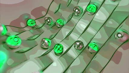 Aufkleber - Abstract narrow roads with rolling small spherical objects. Design. Colorful 3d beads, cartoon style.