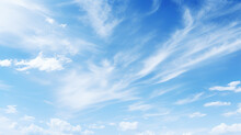 Background Blue Sky With Light White Clouds, Abstract View Of The Sky