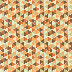 Wall Mural - Abstract geometric seamless pattern with polygon shapes in orange, brown, and beige colors. Flat design and decorated with white lines for backgrounds. Vector Illustration.