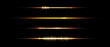 Gold neon divider lines set. Yellow glowing horizontal stripes collection. Fluorescent golden light streaks with sparks and sparkles pack. Vector shining beam elements for poster, banner, decoration