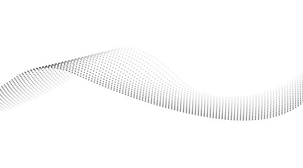 Flowing dot wave pattern halftone smooth curve shape isolated on transparent background