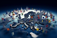 Flags Countries Map Europe Three-dimensional Atlas Austria Blue Border Business Cartography Concept Continent Country Design Earth Economy England Eu Europa European Finland Flag France Geography