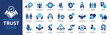 Trust icon set. Containing confidence, credibility, promise, trustworthy, friends, truth, faith, sincerity and honesty. Vector solid icons collection.