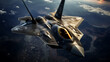 fururistic flying fighter jet 
