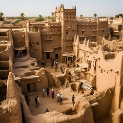 Mud brick buildings in ancient TImbuktu. 