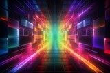 Fototapeta Perspektywa 3d - Glowing neon tunnel leading to a new dimension