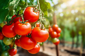 Wall Mural - Tomatoes on vine close up