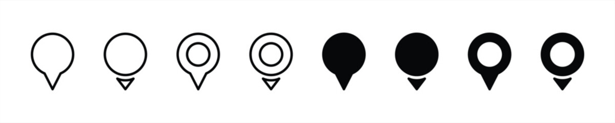Fototapete - Location icon set. map pin, map marker icon line and flat style. vector illustration