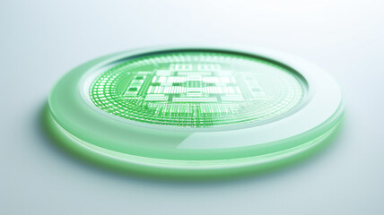 Aufkleber - green light fluorescent button isolated on the background of computer graphics website design