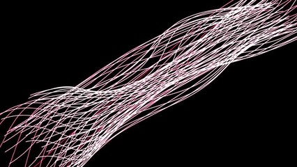 Wall Mural - Dynamic wave dots curved ribbon lines with cyber technology particles shiny background