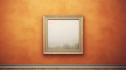 an empty picture frame hanging on a wall