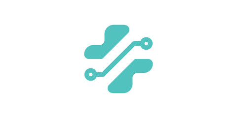 medical logo design with a plus icon combined with modern technology.