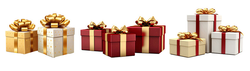 chistmas gift boxes, isolated white background