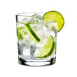 Gin tonic with sliced lime in glass isolated on transparent background Generative AI