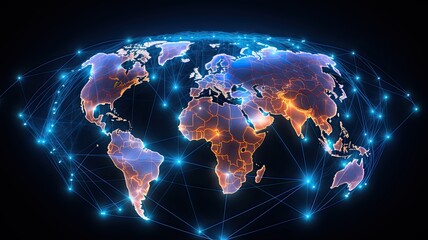 Fototapete - A WAN symbol bridging continents, highlighting the global reach of wide area networks