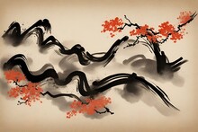 Abstract Vintage Japanese Stroke Painting Style