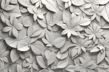 White Floral Leaves 3d Tiles Wall Texture Background
