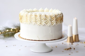 Wall Mural - a white frosted cake with no candles