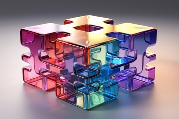 Transparent jigsaw puzzle piece with a gentle color gradient, representing the harmony and balance in the art of puzzle-solving, Generative AI