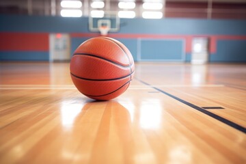 Canvas Print - a basketball lying in an empty court