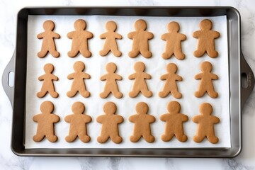 Wall Mural - family-shaped cookies on a baking sheet
