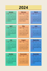 Poster - Simple calendar layout for 2021. The week starts on Monday.