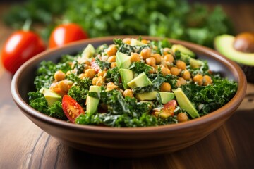 Wall Mural - organic chickpea salad featuring avocado and kale