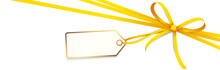 Yellow Colored Ribbon Bow With Hang Tag
