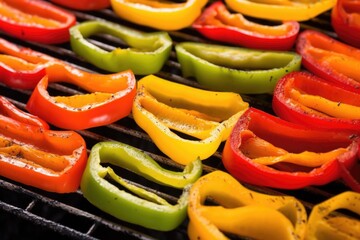 Wall Mural - sliced bell peppers with grill marks