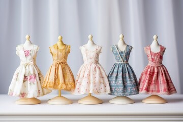 Poster - doll dresses displayed on tiny hangers for porcelain dolls