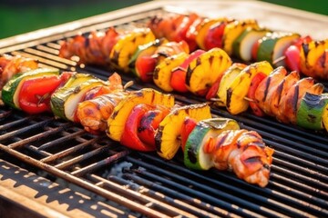 Poster - grilled lobster tails arranged in a row on a long barbecue platter