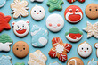 © JewJew - carved paper style Christmas ornaments, on white background, cookies.