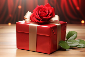 Wall Mural - gift box with a rose