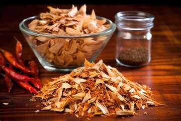 Poster - smoking hickory chips with uncooked chicken in background