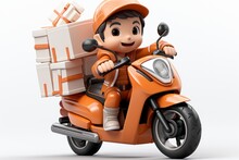 Determined Cartoon Character On A Motorbike, Symbolizing The Dedication And Commitment Of Delivery Professionals, Generative AI