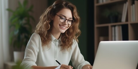Poster - Distance education or work, young girls