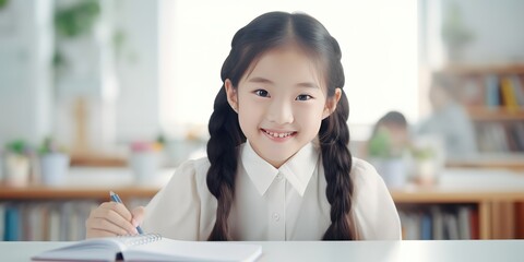 Poster - A little girl is learning