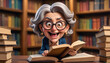Aged Woman's Literary Delight: A Humorous teacher Toon.