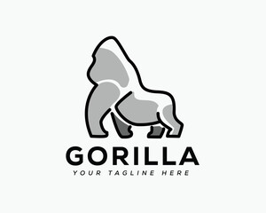 Wall Mural - king kong gorilla line art fill color logo design template illustration inspiration